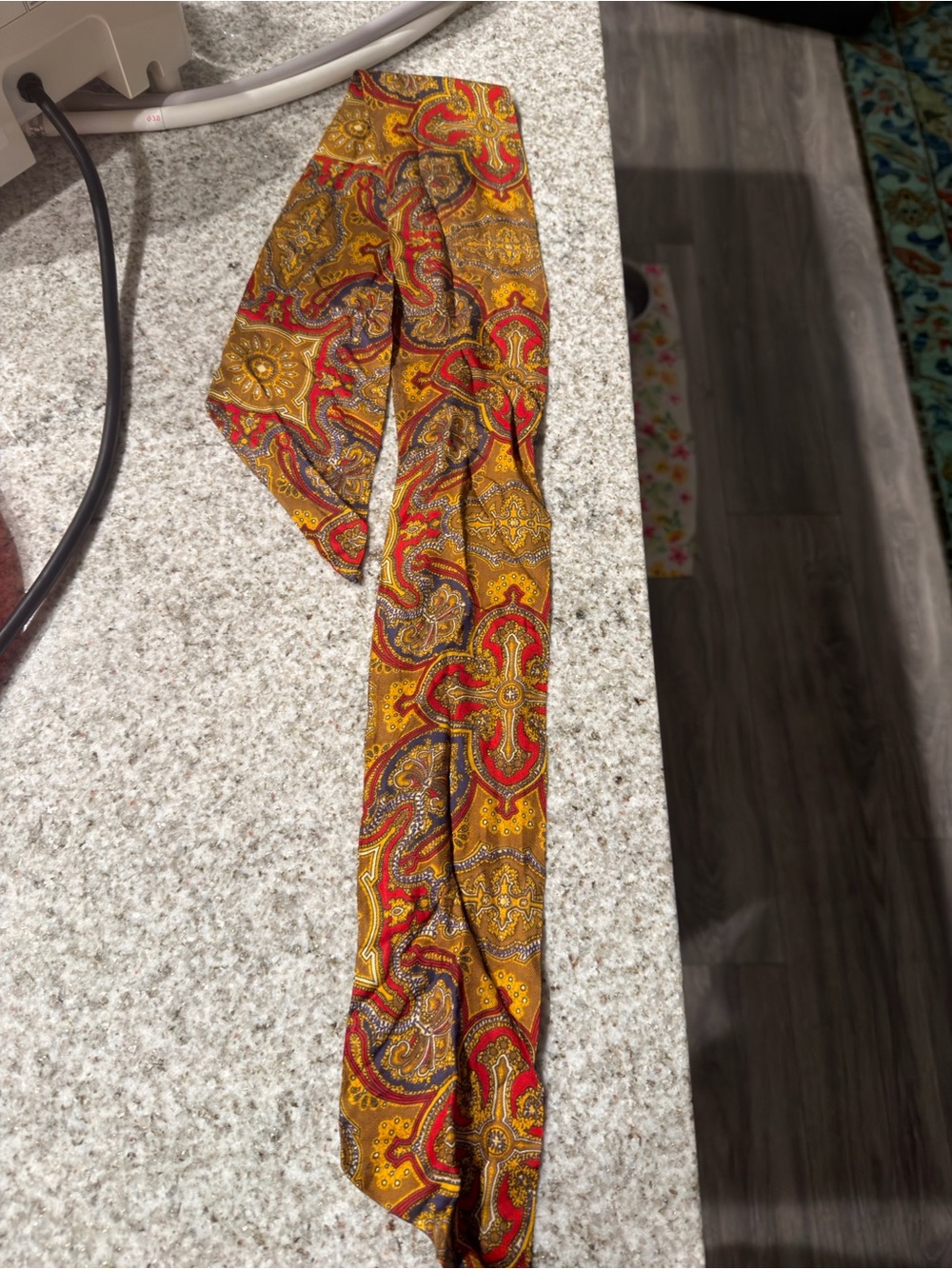 Paisley Print Scarf Belt - Mustard Yellow & Red